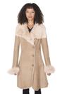 Beige Toscana Collar Merino Shearling Coat, Image 1 of 4