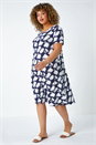 Navy  Curve Geometric Print Pocket Stretch Dress, Image 2 of 5
