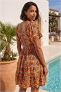 ORANGE Dusk Floral Print Shirred Skort Dress, Image 3 of 4