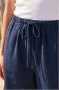Navy  Petite Linen Blend Drawstring Shorts, Image 4 of 4