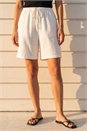 White Petite Linen Blend Drawstring Shorts, Image 2 of 4