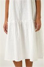 White Broderie Frill Tiered Midi Dress, Image 5 of 7