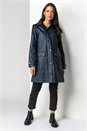 Navy  Waxed Longline Hooded Coat, Image 2 of 5