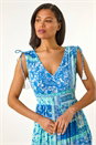Light Blue  Patchwork Shimmer Maxi Dress, Image 4 of 5
