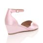 Pink AJVANI Pink Mid Wedge Heel Ankle Strap Sandals, Image 4 of 6