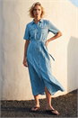 Light Denim Button Down Midi Dress, Image 2 of 4