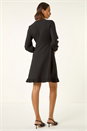 Black Textured Spot Keyhole Dress, Image 3 of 5