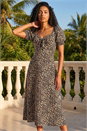 Brown Animal Print Ruched Dress, Image 1 of 4