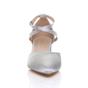 Silver Mid Block Heel Crossed Strap Pointed Toe 2 Part Heels, Image 6 of 6