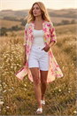 Pink Floral Print Longline Blouse, Image 2 of 4