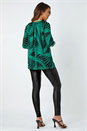 Green Metallic Print Chiffon Blouse, Image 3 of 5