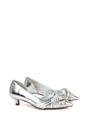 Silver XY LONDON Silver 'Freya' Pointed Toe Kitten Low Heel Classic Bridal Shoe Pumps, Image 3 of 6