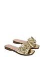 Gold XY LONDON Gold Flat Slip On Slider Sandals With Floral Detail, Image 5 of 6