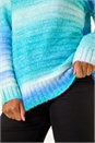Blue Spacedye Stripe Crew Neck Jumper, Image 5 of 5