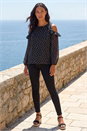 Black Spot Print Frill Cold Shoulder Top, Image 2 of 4