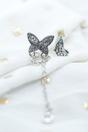 Silver The Colourful Aura Silver Butterfly Ear Cuff with Dangle Chain and Stud, Silver, Image 3 of 4
