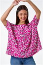 MAGENTA Leaf Print Oversized Top, Image 1 of 5