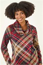 Red Plaid Cowl Neck Buttoned Top, Image 1 of 5