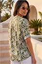 KHAKI Petite Abstract Print Button Up Blouse, Image 4 of 4