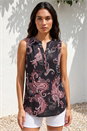 Black Paisley Puff Print Vest Top, Image 1 of 4