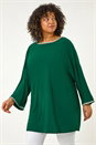Forest Green Curve Diamante Trim Stretch Top, Image 4 of 5