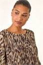 Brown Animal Print Pleated Top, Image 4 of 5