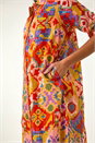 Orange Ikat Button Shirt Dress, Image 5 of 6