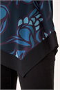 Blue Floral Print Chiffon Hem Top, Image 5 of 5