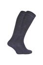 Grey 2 Pack Ladies Extra Long Patterned Knee High Bamboo Socks, Image 1 of 5