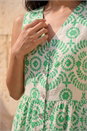 Green Petite Abstract Print Button Dress, Image 4 of 4