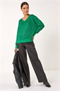 Green V-Neckline Sparkle Knit Jumper, Image 3 of 5