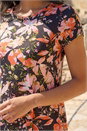 Black Floral Print Hanky Hem Top, Image 4 of 4