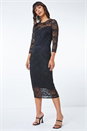 Black Sweetheart Lace Neck Midi Dress, Image 3 of 5