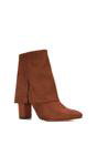 Brown XY LONDON Brown 'Ayla' Fold Over Ankle Boots Layered Point Toe Block Heel Booties, Image 2 of 6