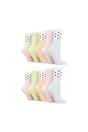 Pink 10 Pairs Bamboo Crew Socks with Patterns, Image 1 of 3