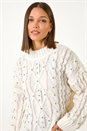 Ivory  Sparkly Cable Knit Jumper, Image 4 of 5