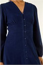 Navy  Corduroy Button Down Midi Dress, Image 5 of 5