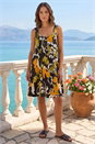 Green Petite Leaf Print Scoop Neck Dress, Image 2 of 4