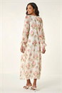 Cream  Floral Frill Midi Dress, Image 3 of 5
