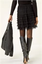 Black Mesh Layered Mini Skirt, Image 4 of 5