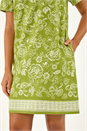 Green Paisley Print Linen Blend Shift Dress, Image 5 of 5