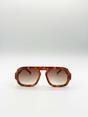 Brown SVNX Brown Retro Navigator Sunglasses, Image 2 of 7
