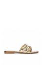 Gold XY LONDON Gold 'Fiona' Strappy Flat Open Toe Sandal Mule Sliders, Image 1 of 5