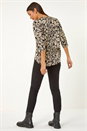 Stone Leaf Print Front Zip Stretch Top, Image 3 of 5