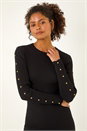 Black Dusk Stud Detail Knit Bodycon Dress, Image 4 of 5