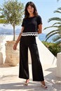 Black Ric Rac Trim Stretch Jumpsuit , Image 3 of 4