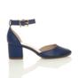 Navy Blue AJVANI Navy Blue Mid Block Heel Ankle Strap 2 Part Heels, Image 2 of 6