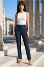 Navy  Long Straight Leg Stretch Trouser, Image 2 of 4