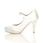 White AJVANI White High Heel Mary Jane Court Shoes, Image 3 of 5