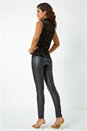 Gold Velvet Star Print Polo Neck Stretch Top, Image 3 of 5